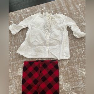 Ralph Lauren Ruffled Shirt and Checkered Holiday Pants